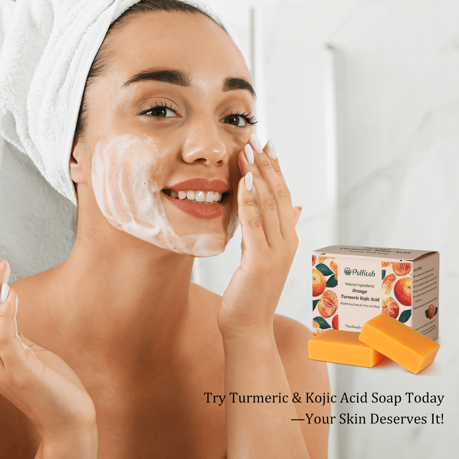 PALFICAB Kojic Acid Turmeric Soap – Dark Spot Remover & Hydrating Brightening Bar (2 Bars)