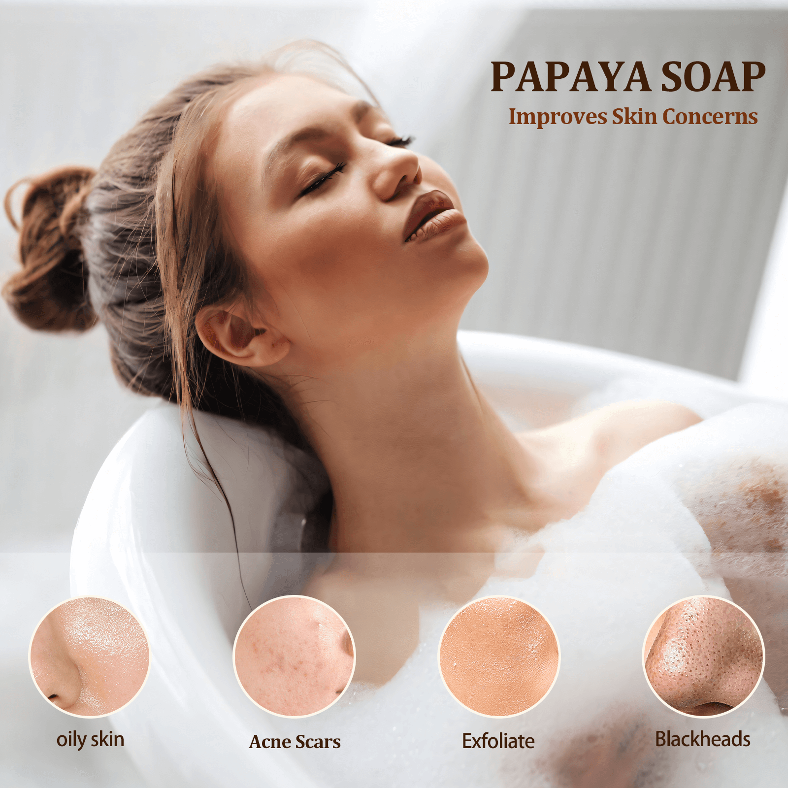 PALFICAB Papaya Soap – Exfoliating & Moisturizing Natural Bar (3 Bars + Net)