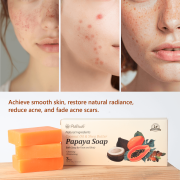 PALFICAB Papaya Soap – Exfoliating & Moisturizing Face & Body Bar (3 Bars + Net)