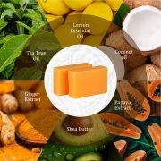 PALFICAB Papaya Lemon Soap – Exfoliating & Brightening Natural Bar (2 Bars + Net)