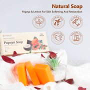 PALFICAB Papaya Soap – Exfoliating & Moisturizing Face & Body Bar (3 Bars + Net)