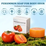120g Persimmon Deodorant Soap, Natural Extract Body Wash for Body Odor & Elderly Smell, Gentle for All Skin Types