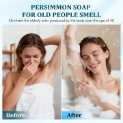 120g Persimmon Deodorant Soap, Natural Extract Body Wash for Body Odor & Elderly Smell, Gentle for All Skin Types